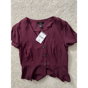 Button Forever21 burgundy shirt
